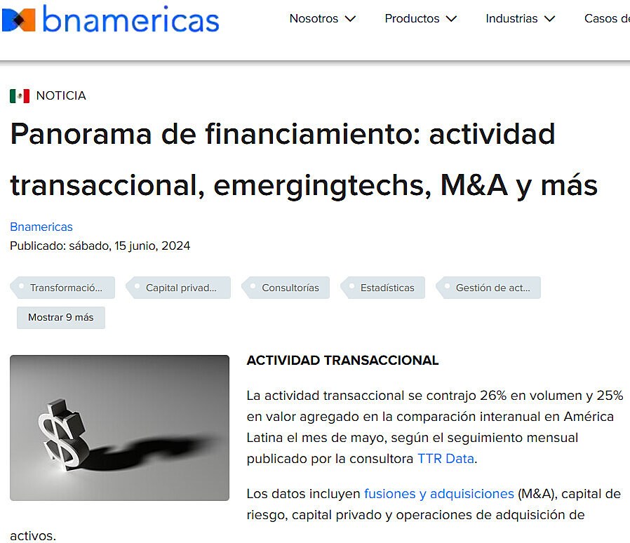 Panorama de financiamiento: actividad transaccional, emergingtechs, M&A y ms